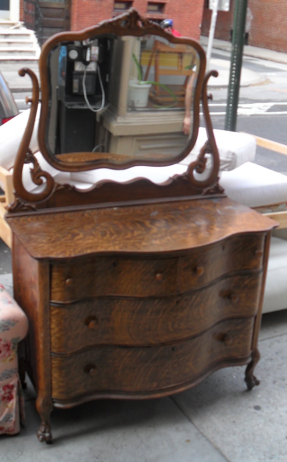 Uhuru Furniture Collectibles Serpentine Tiger Oak Dresser And