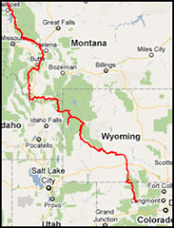 Our Tracks from the Canadian border to Colorado