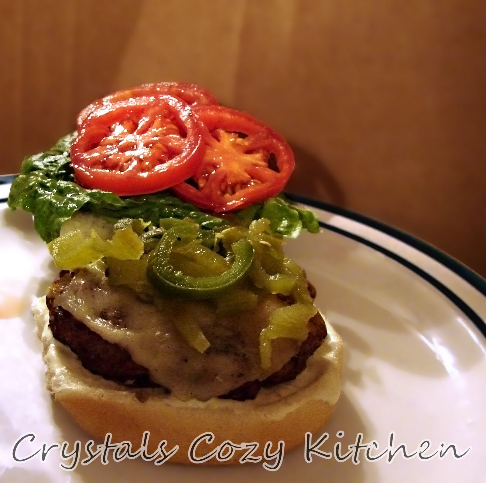 Crystal's Cozy Kitchen Green Chili Burgers