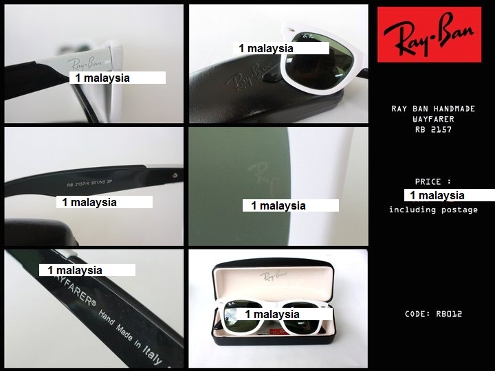 RAY BAN HANDMADE WAYFARER ITALY RB 2157 HARD LUXOTICA GLASS WHITE FACE+BLACK ARMS EXCLUSIVE RAY BAN