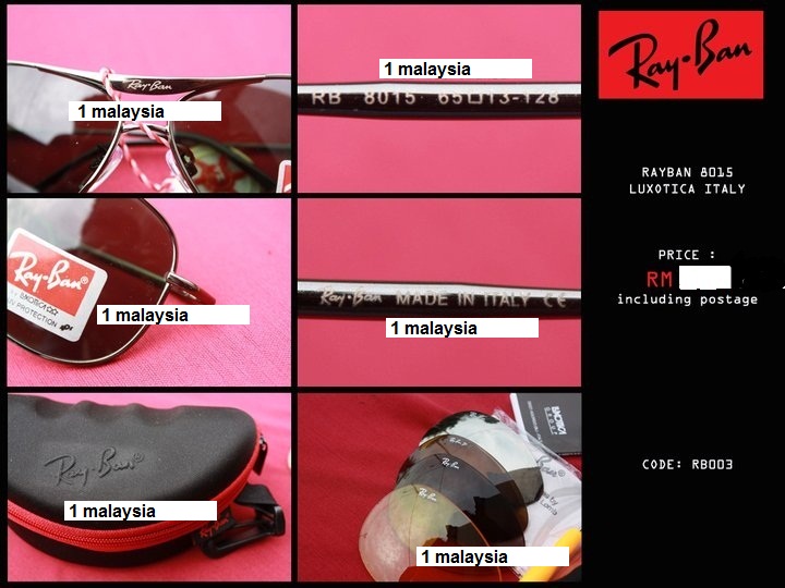 RAY BAN ITALY. SIZE: MEDIUM RB 80I5 5 DIFFERENT LENSES INCLUDING 1 POLARIZED LENS LUXOTICA LENS