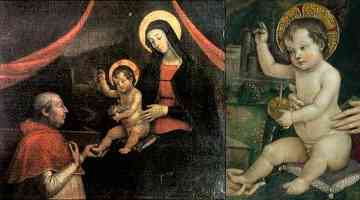 Pinturicchio - Pope Alexander VI with Giulia Farnese plus Jesus enlarged