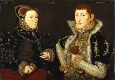 Hans Eworth - Lady Dacre and her son, Gregory Baron Dacre (1559)
