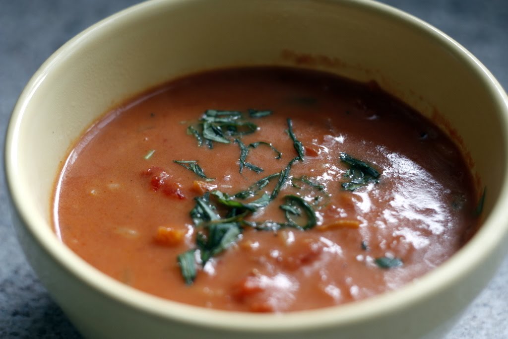 Above an Italian Restaurant Tomato Basil with Orzo Soup