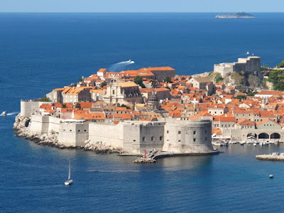 Dubrovnik in the sunshine on Saturday, from the cliffs above the town