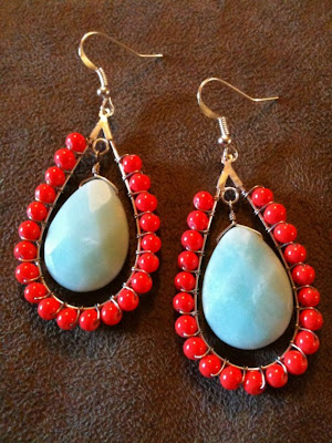 below turquoise and coral chandelier earrings by offthechainjewels on etsy 