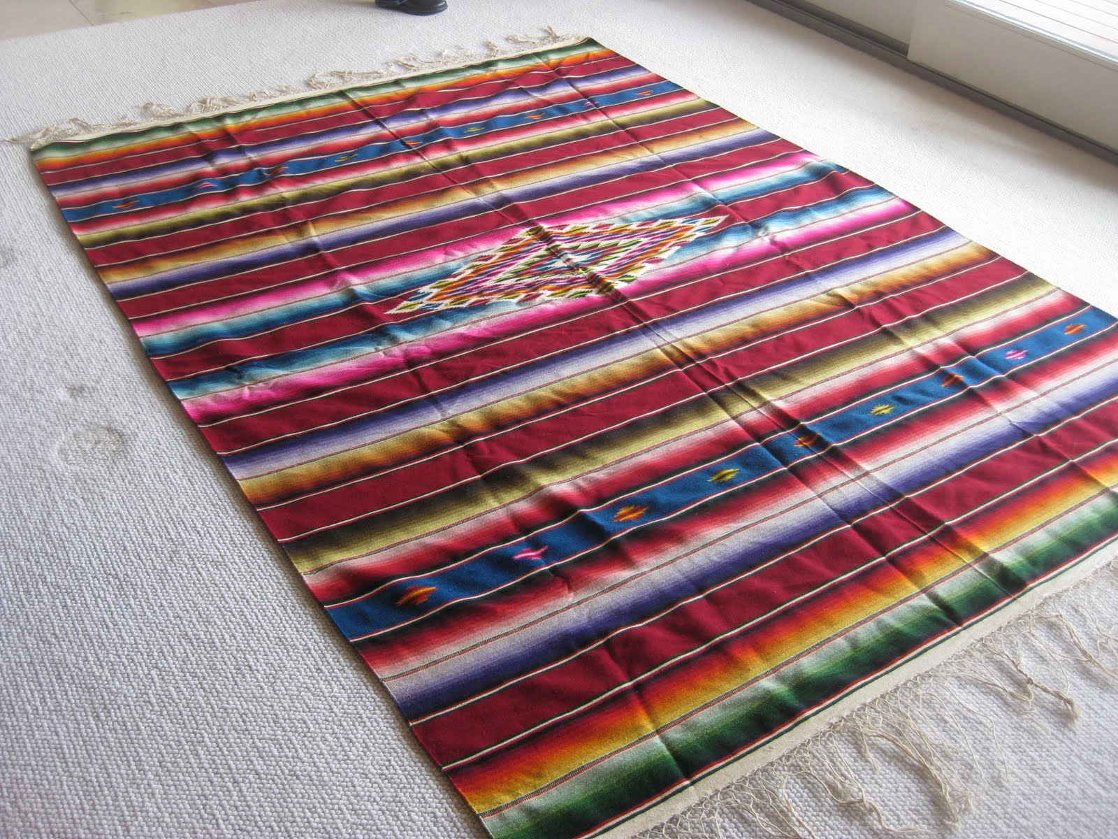 FINALLY MOVING ALMOST FINISHED! 67 X 95 Antique Mexican Rug Signed