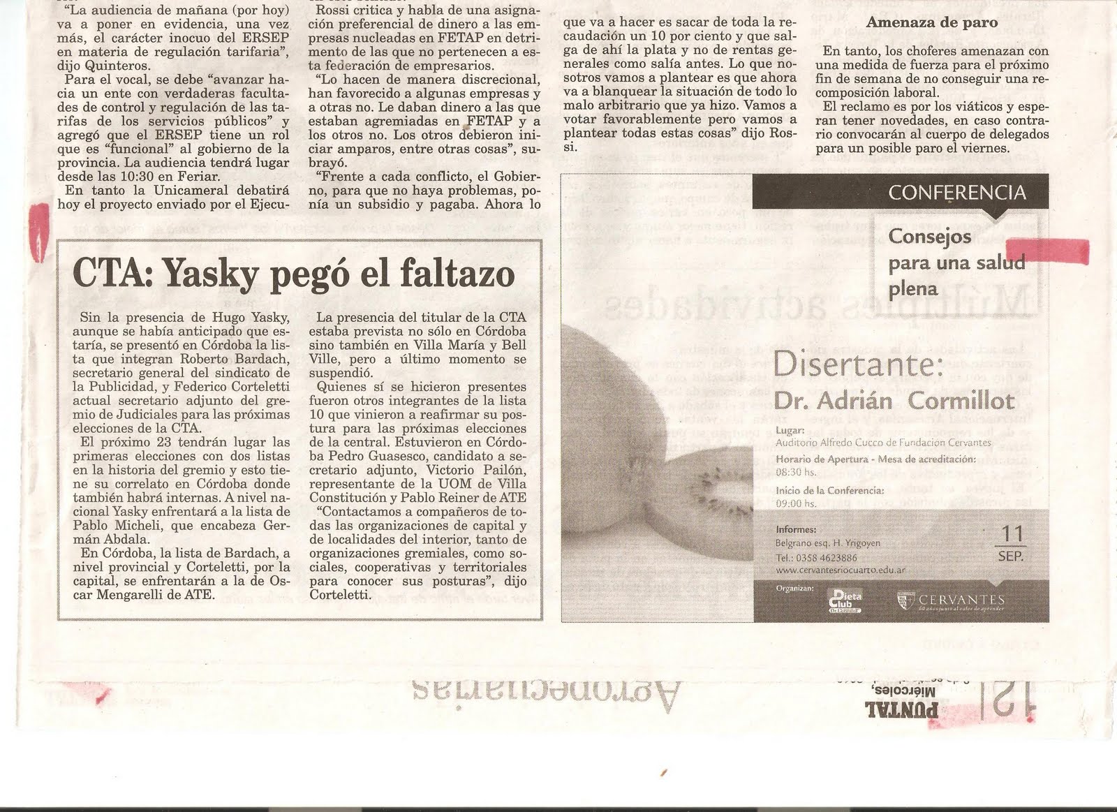 Dante Rossi: Diario Puntal Río Cuarto Dante Rossi: Diario Puntal Río Cuarto