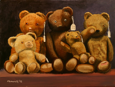 teddy bear oil painting