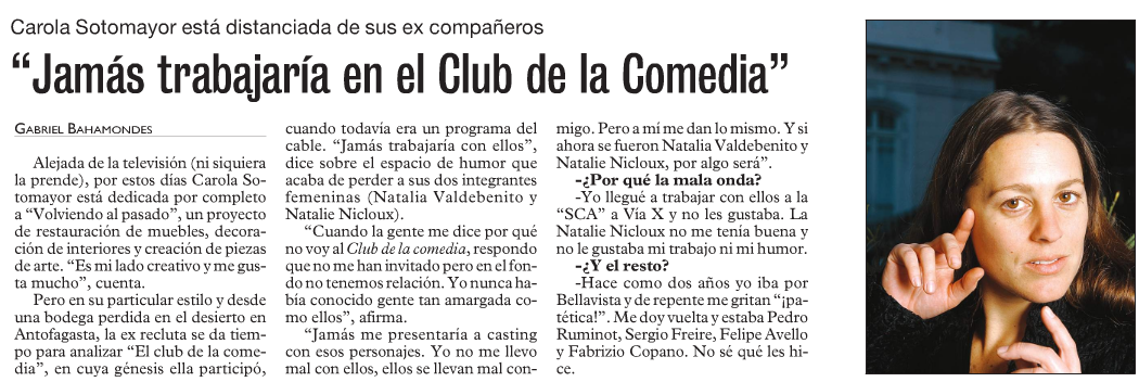 Actriz Chilena Carola Sotomayor Jamas Trabajaria En El Club De