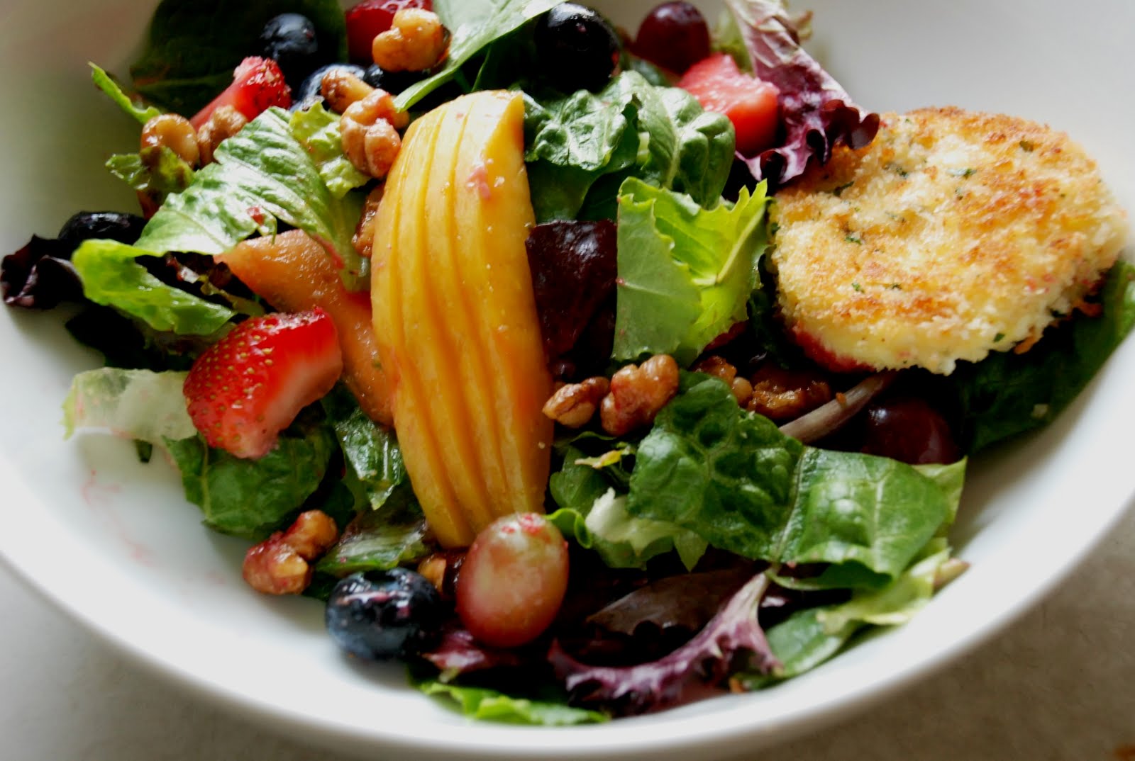 CupCakes and CrabLegs Goat Cheese and Mango Salad