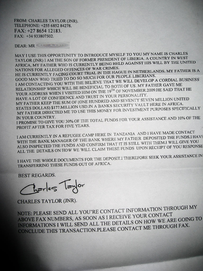 Nigerian scam letters