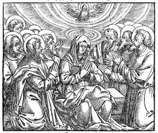 Disciples and apostles praying with the holy pirit to god coloring page with dove in the background download free Inspirational Christian photos and religious coloring pages