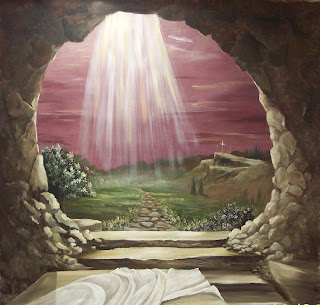 God blessings at the empty tomb of Jesus Christ drawing art color Christian religious photo