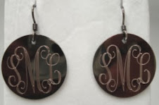 Chocolate Silver earrings $16 + $5 for monogramming