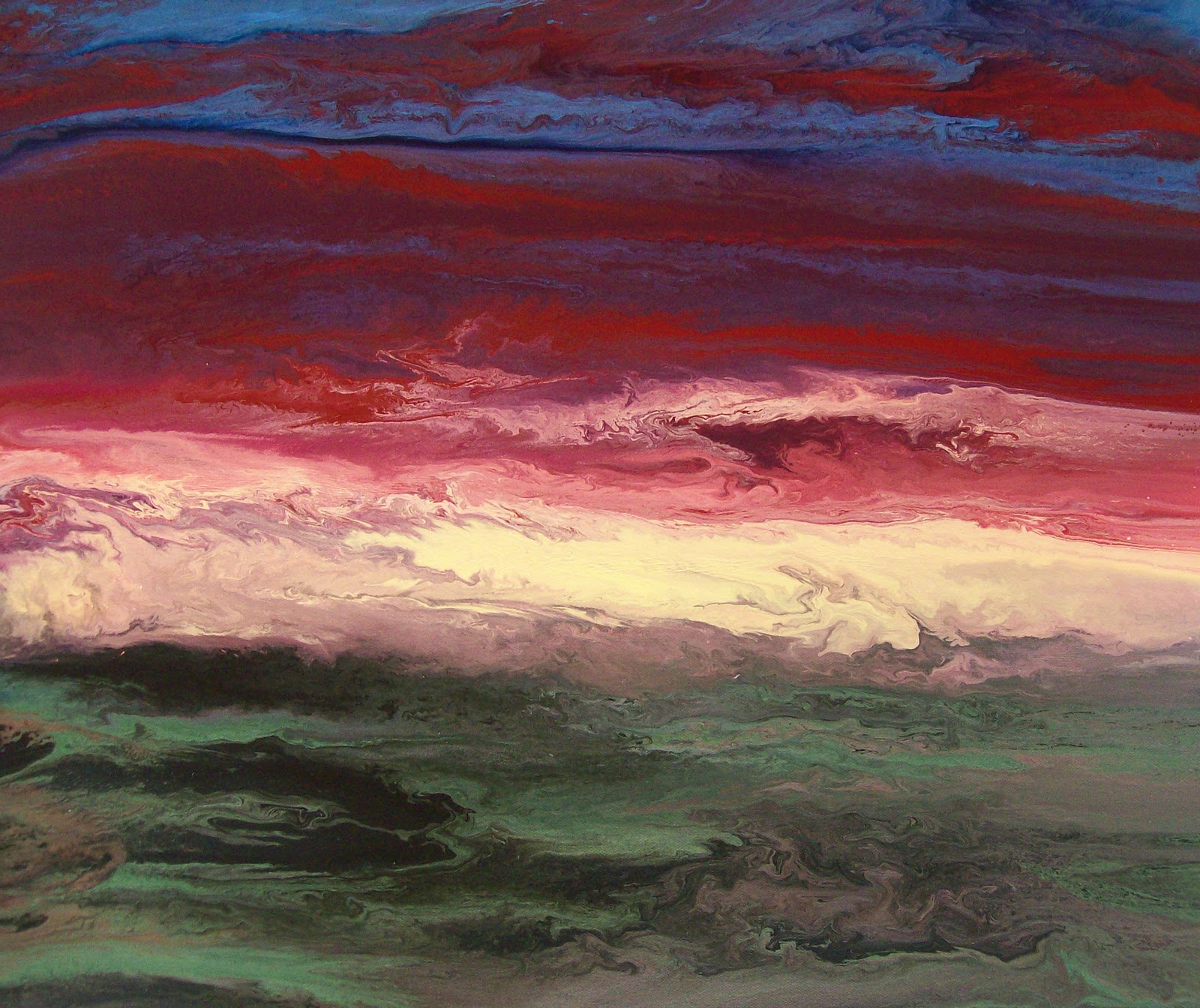 Contemporary Landscape Paintings "Red Sky" Original Abstract