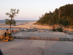 Part of Beach, Cement Pad & Parking Lot washed away at Indiana Dunes State Park