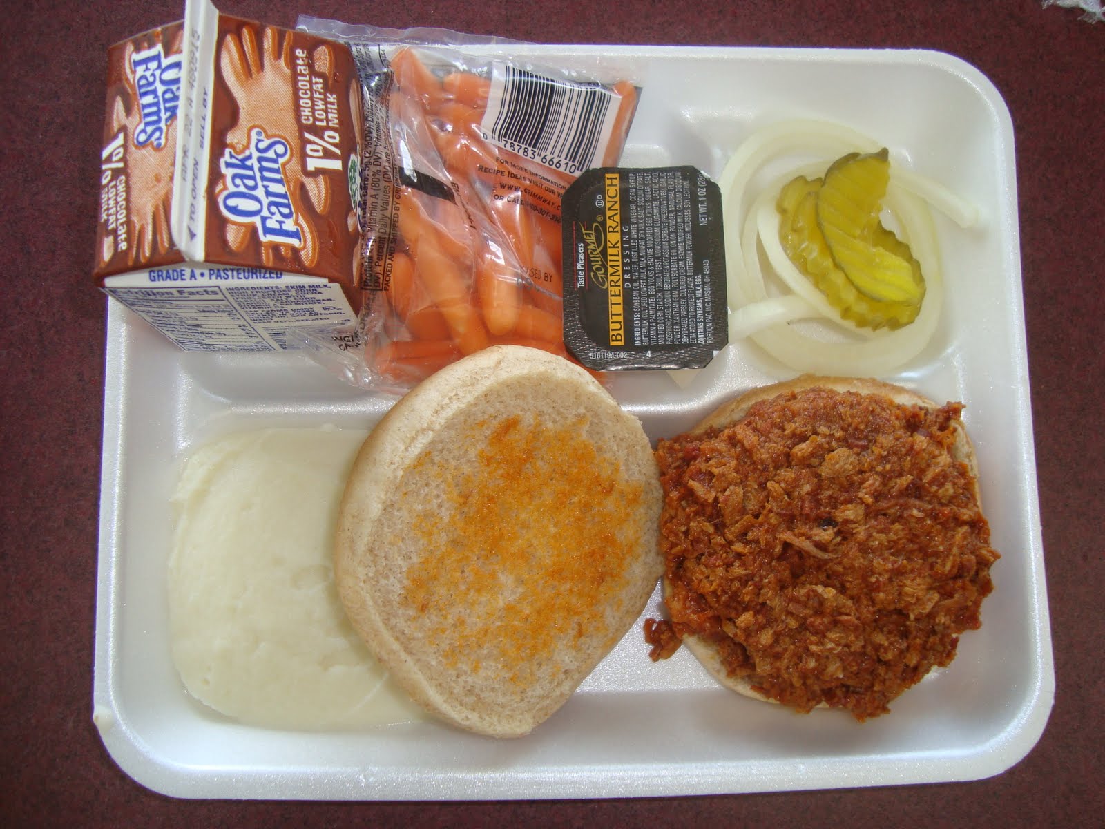School Lunch Chicken Rings or BBQ Sandwich