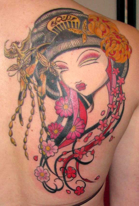 Fiona told me she would like one of my 'trademark' Art Deco geisha tattoos, 