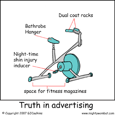 cartoon of an exercise bike being used as a clothesline