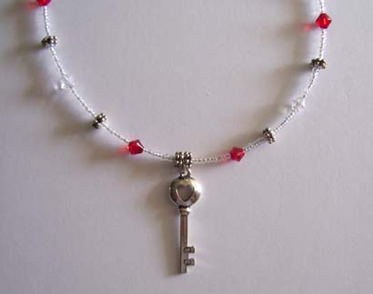 Heart Key Pendant Necklace (close-up)