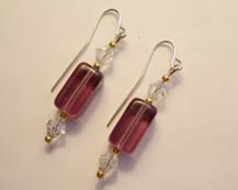 SS Purple Rectangle Earrings $20.00