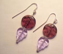 SS Round & leaf Glass Bead Earrings $20.00