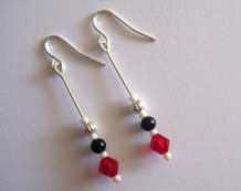 SS Red Swarovski & Onyx Earrings $20.00