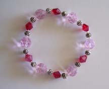 8" Pink & Red Bracelet $25.00