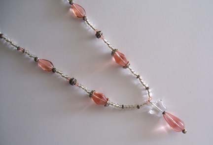 18" Clear Star & Pink Glass Pendant Necklace $35.00