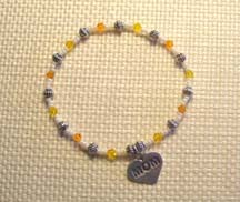 8" Mom Charm With Orange & Yellow Swarovski Crystals Bracelet $25.00