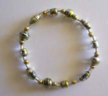 7.5" Gold & Black Glass Bead Bracelet $30.00