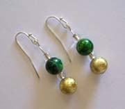 SS Vintage Gold & Vintage Green Marble Colored Earrings $20.00