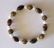 8" Tigers Eye & Vintage Brass Bead Bracelet $30.00