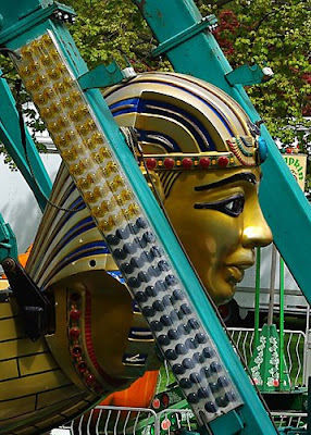 Egyptian head on a ride at the Amherst carnival