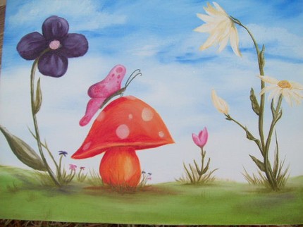Print of Original Oil Painting - mushrooms