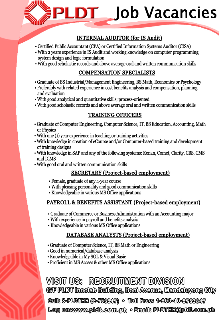 pldt career opportunities job hiring in davao city and nearest