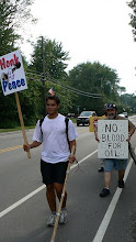 PEACE WALK " HONK FOR PEACE" AND " NO BLOOD FOR OIL".