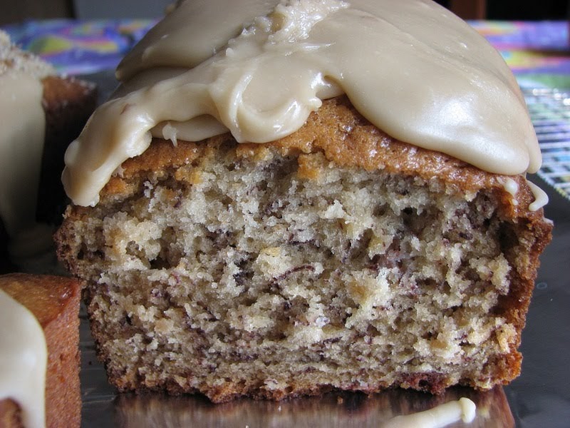Heidi Bakes Banana Bread with Quick Caramel Icing