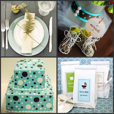Blue brown table scape