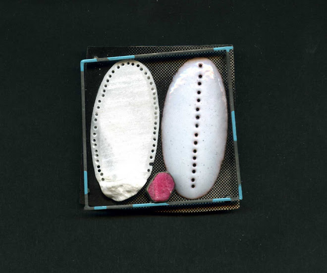 nº 1141 brooch 2007. silver, nickel silver, plastic, enamel, alabaster, ruby.