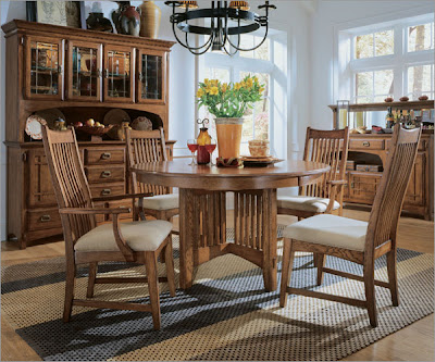 سفرات خيااااااااال Universal-Furniture-Artisan-Oak-Round-Dining-Table-Set-with-Slat-Back-Chairs~img~UNI~UNI1766_l