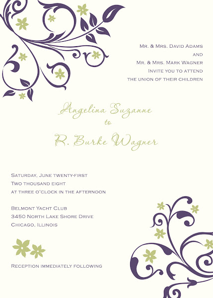 Flourish Blossom Wedding Invitation This design has a sage green and deep Flourish Blossom Wedding Invitation This design has a sage green and deep