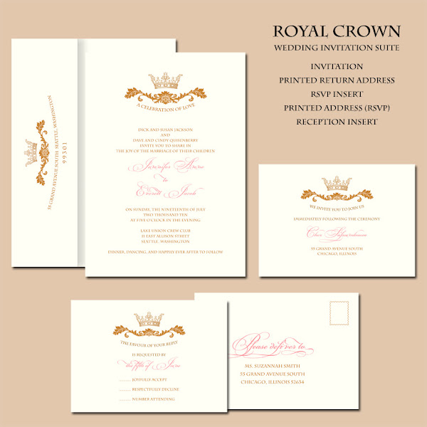 Royal Crown Wedding Invitation Suite