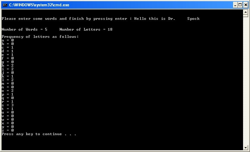 Advanced C++ with Examples A Word and Letter Counter program example