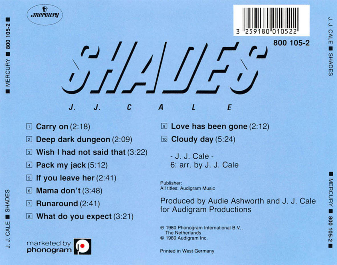 CARATULAS DE CD DE MUSICA J.J. Cale Shades (1980)