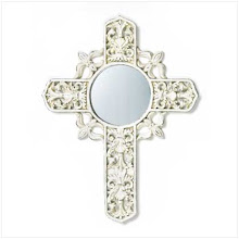 Antique Ivory Cross Mirror