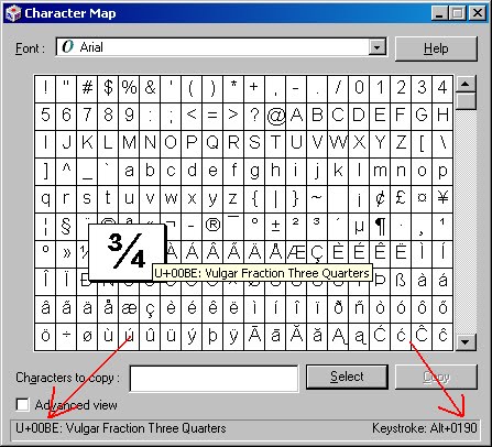 Hexadecimal Character Chart