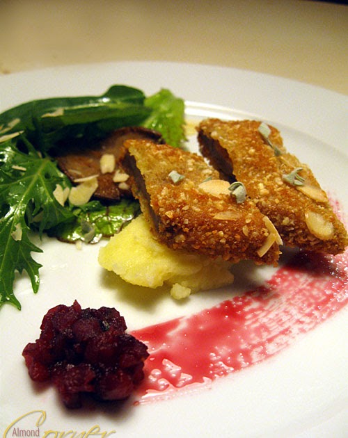 Almond Corner Pear, almonds and veal liver