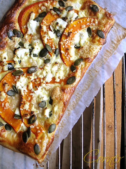 Almond Corner Pumpkin Tart with Fresh Goat Cheese